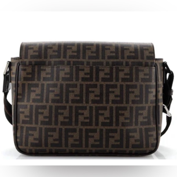 Fendi Mens Flap Messenger Bag Zucca Coated Canvas Medium - Picture 3 of 16